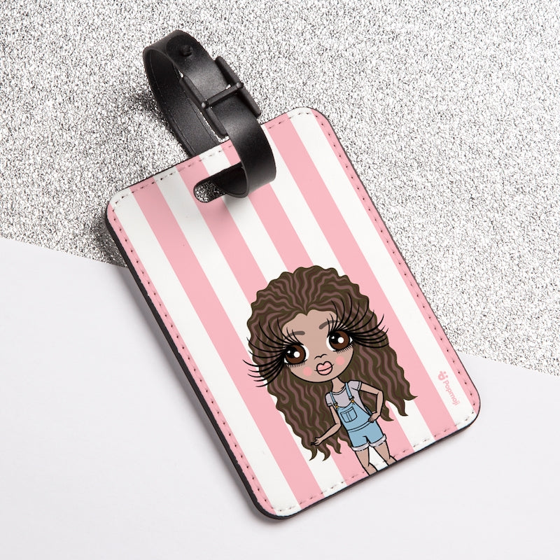 ClaireaBella Girls Personalised Light Pink Stripe Luggage Tag - Image 4