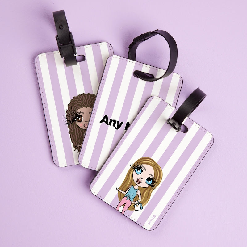 ClaireaBella Girls Personalised Lilac Stripe Luggage Tag - Image 2