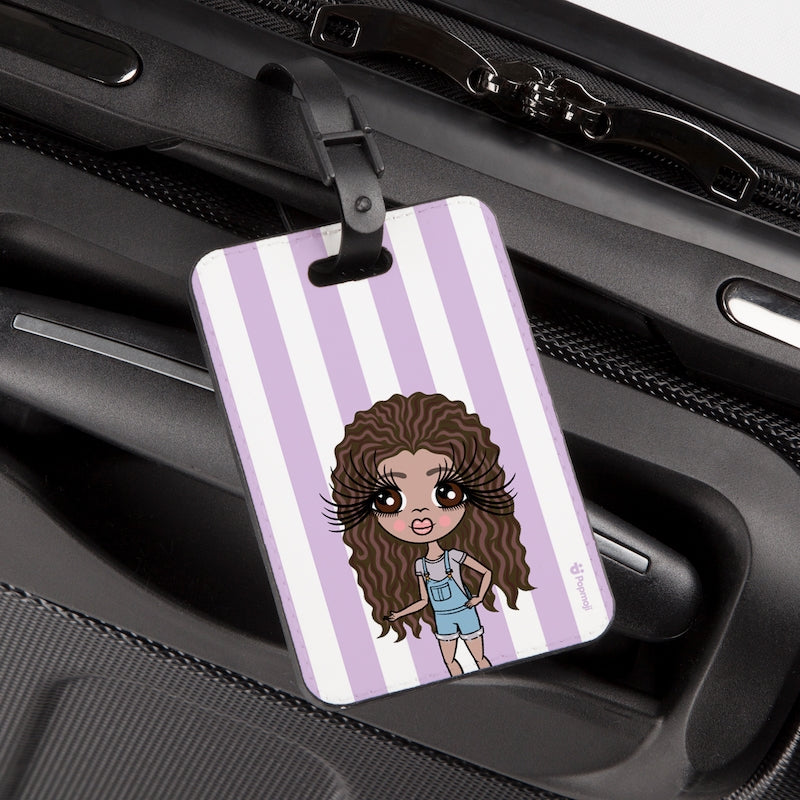 ClaireaBella Girls Personalised Lilac Stripe Luggage Tag - Image 3