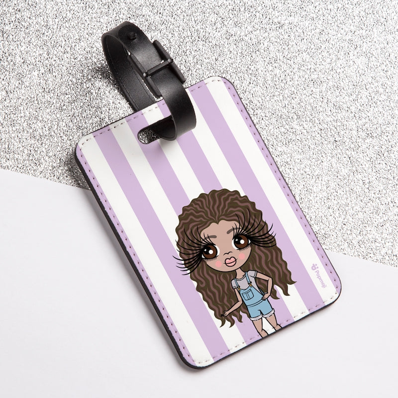 ClaireaBella Girls Personalised Lilac Stripe Luggage Tag - Image 4