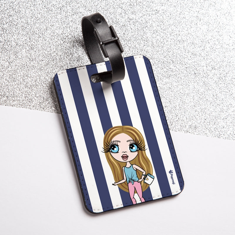 ClaireaBella Girls Personalised Navy Stripe Luggage Tag - Image 2