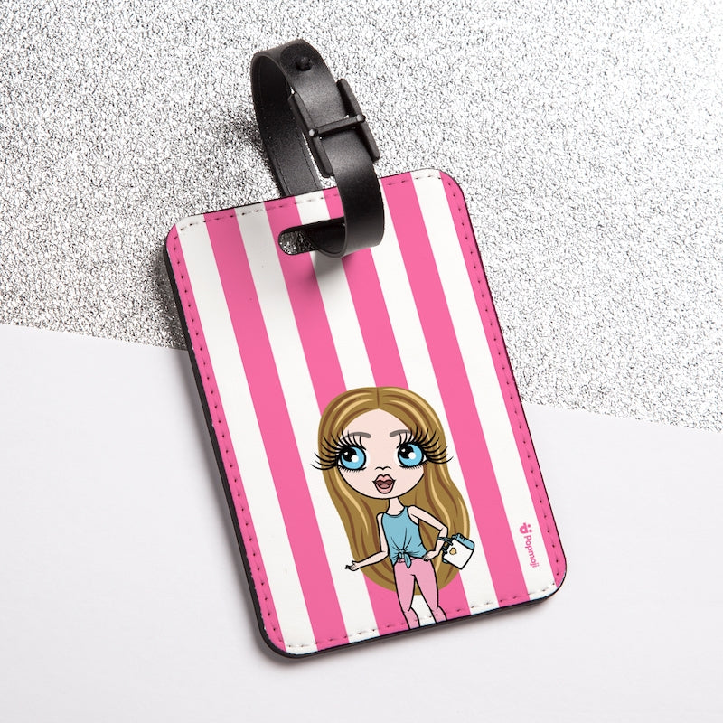 ClaireaBella Girls Personalised Pink Stripe Luggage Tag - Image 3