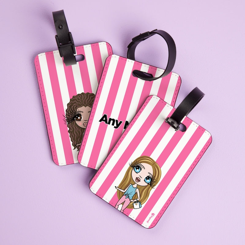 ClaireaBella Girls Personalised Pink Stripe Luggage Tag - Image 2