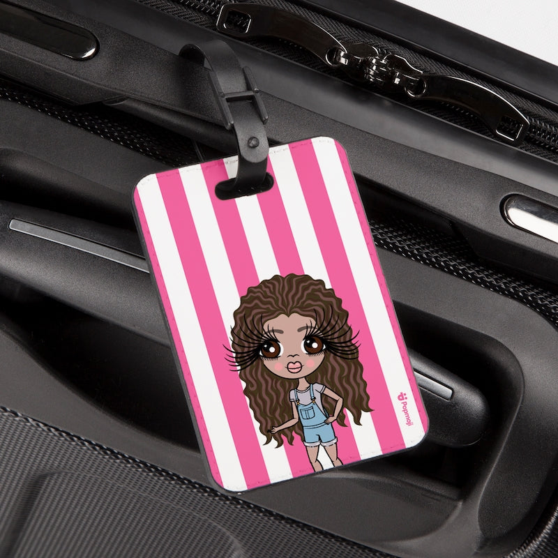 ClaireaBella Girls Personalised Pink Stripe Luggage Tag - Image 4