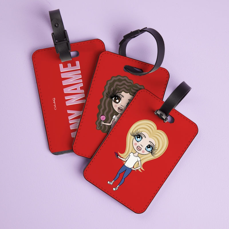 ClaireaBella Girls Red Bold Name Luggage Tag - Image 1