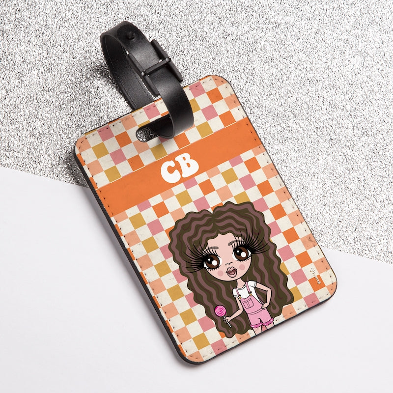 ClaireaBella Girls Personalised Checkered Luggage Tag - Image 1