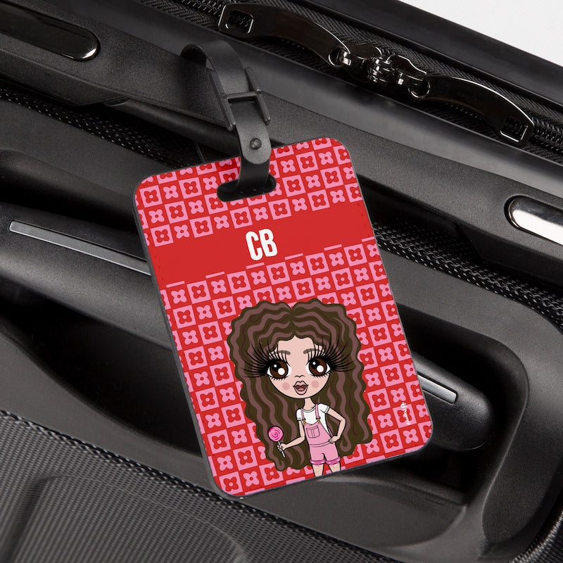 ClaireaBella Girls Personalised Checkered Flower Luggage Tag - Image 4