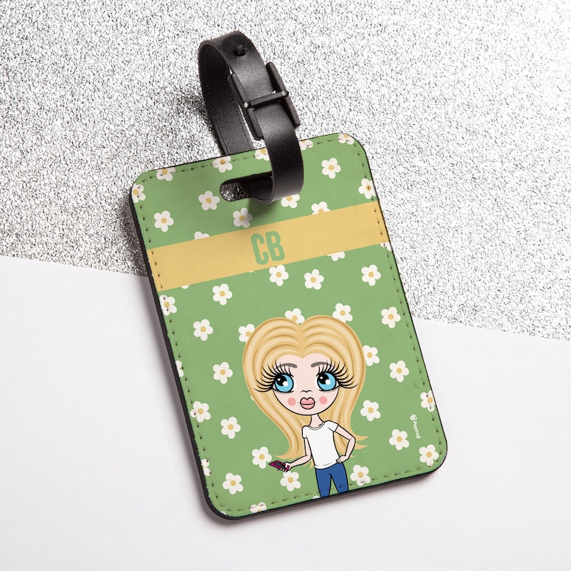ClaireaBella Girls Personalised Retro Daisy Luggage Tag - Image 1