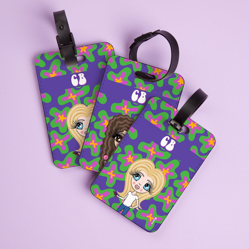 ClaireaBella Girls Personalised Flower Power Luggage Tag - Image 2