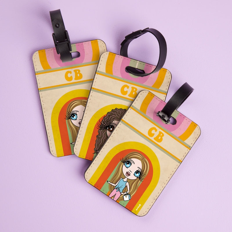 ClaireaBella Girls Personalised Retro Rainbow Luggage Tag - Image 2