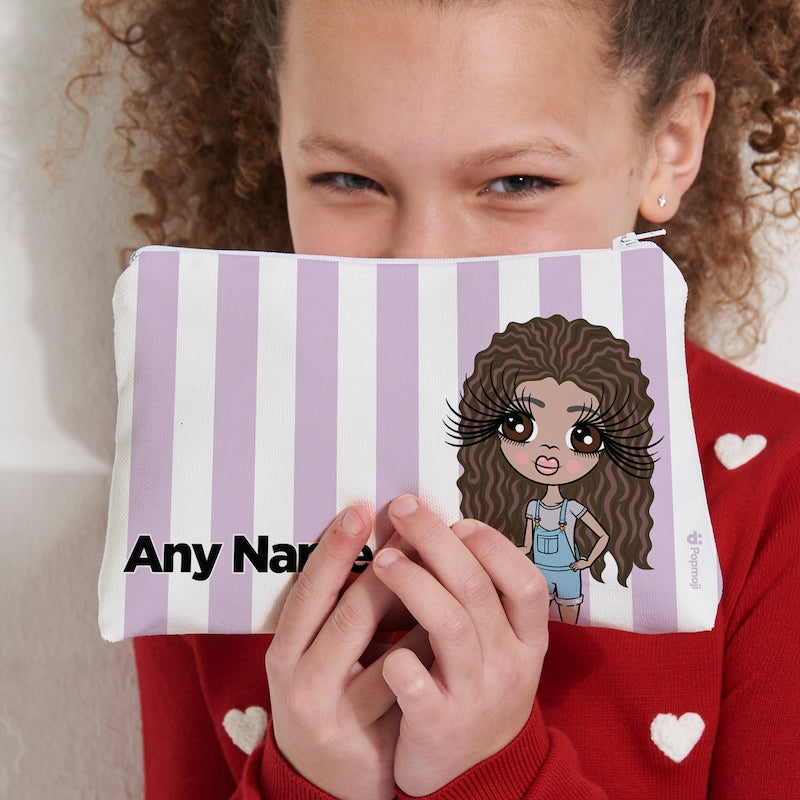 ClaireaBella Girls Personalised Lilac Stripe Makeup Bag - Image 6