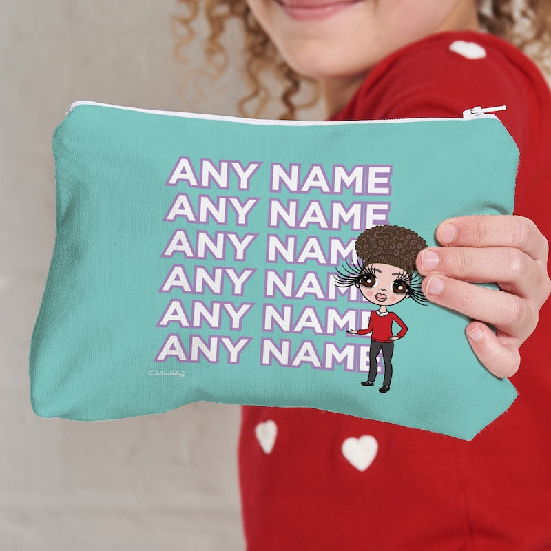 ClaireaBella Girls Turquoise Multiple Name Make Up Bag - Image 1