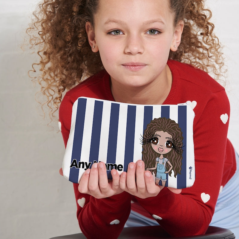 ClaireaBella Girls Personalised Navy Stripe Makeup Bag - Image 4