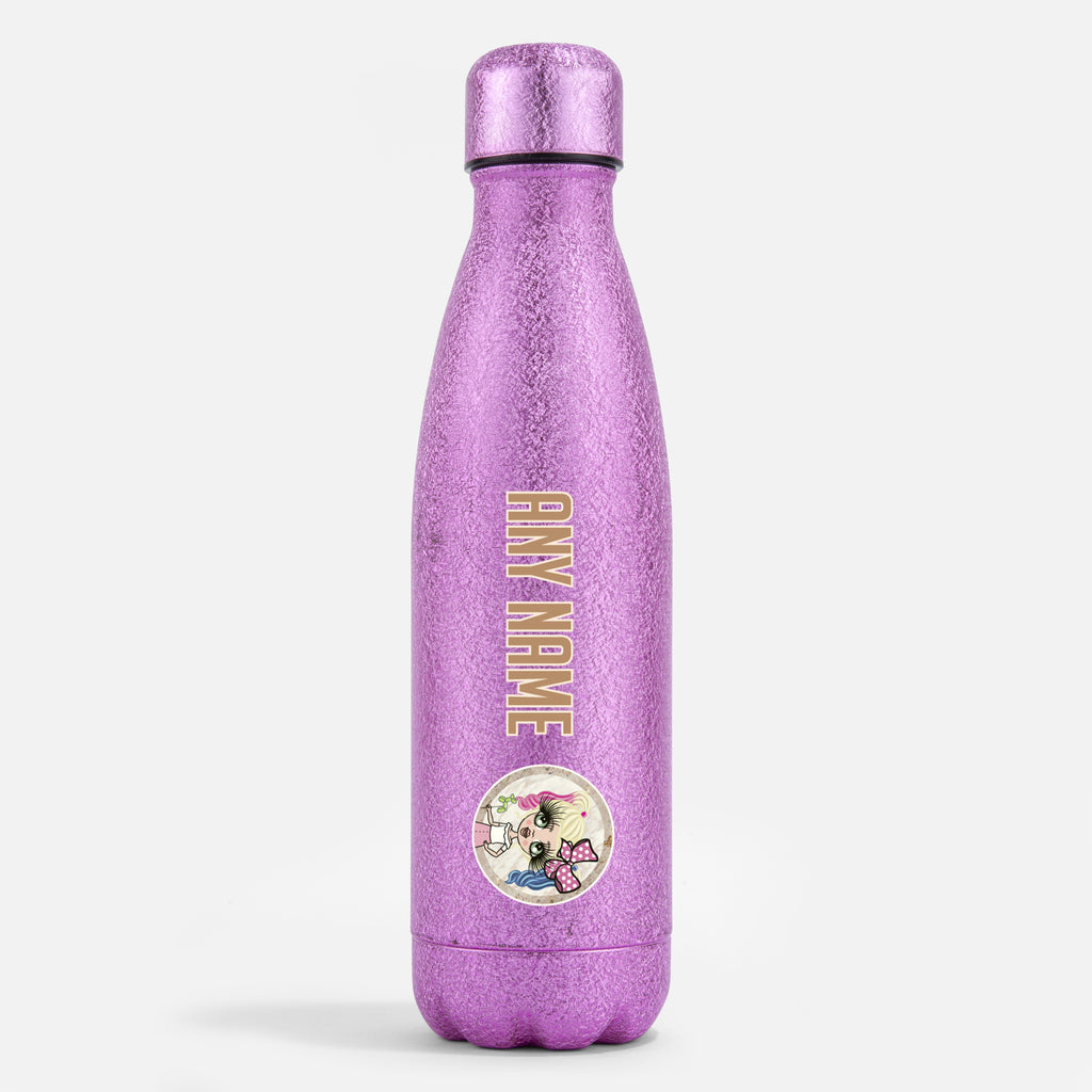 ClaireaBella Girls Pink Glitter Water Bottle Marble - Image 1
