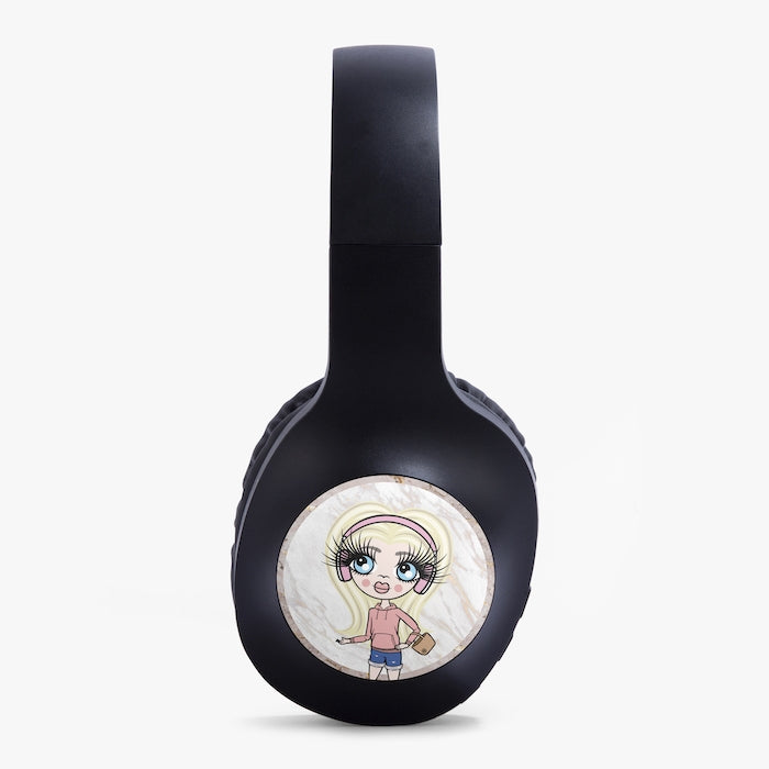 ClaireaBella Girls Gold Marble Personalised Wireless Headphones - Image 3