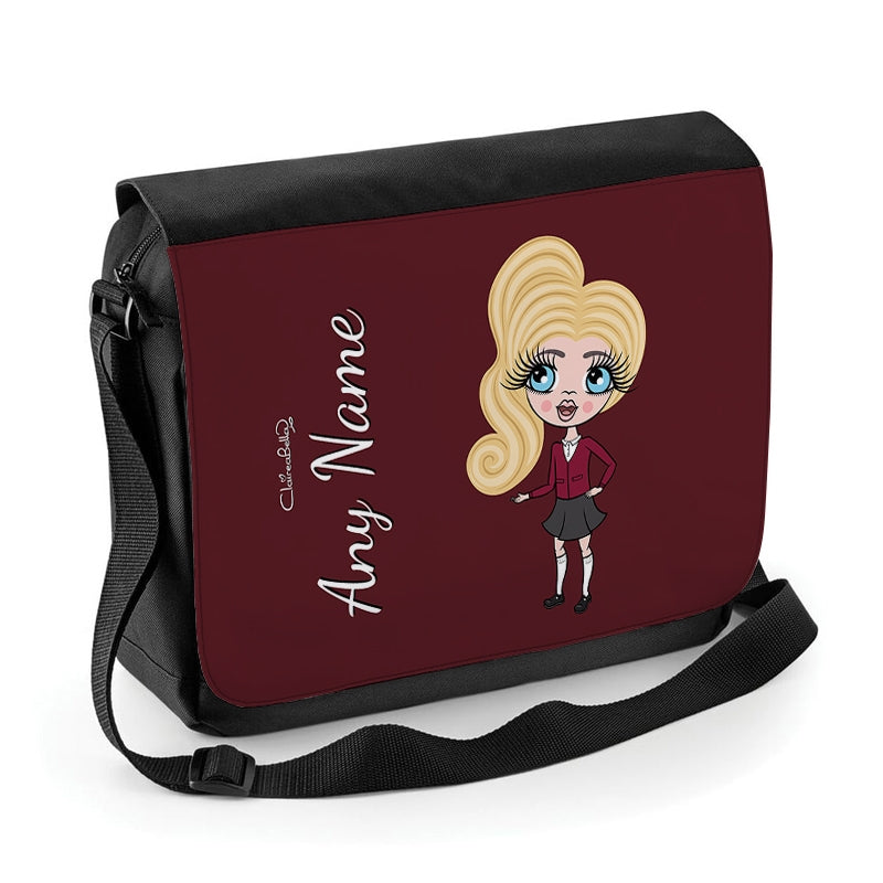 ClaireaBella Girls Personalised Burgundy Messenger Bag - Image 1