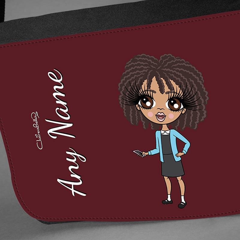ClaireaBella Girls Personalised Burgundy Messenger Bag - Image 4
