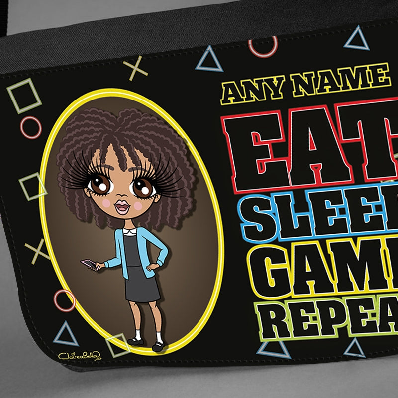 ClaireaBella Girls Personalised Eat Sleep Game Repeat Messenger Bag - Image 2