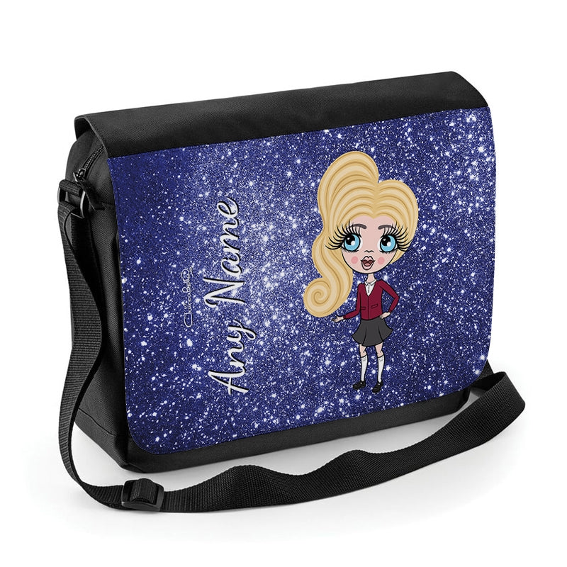 ClaireaBella Girls Personalised Blue Glitter Messenger Bag - Image 1