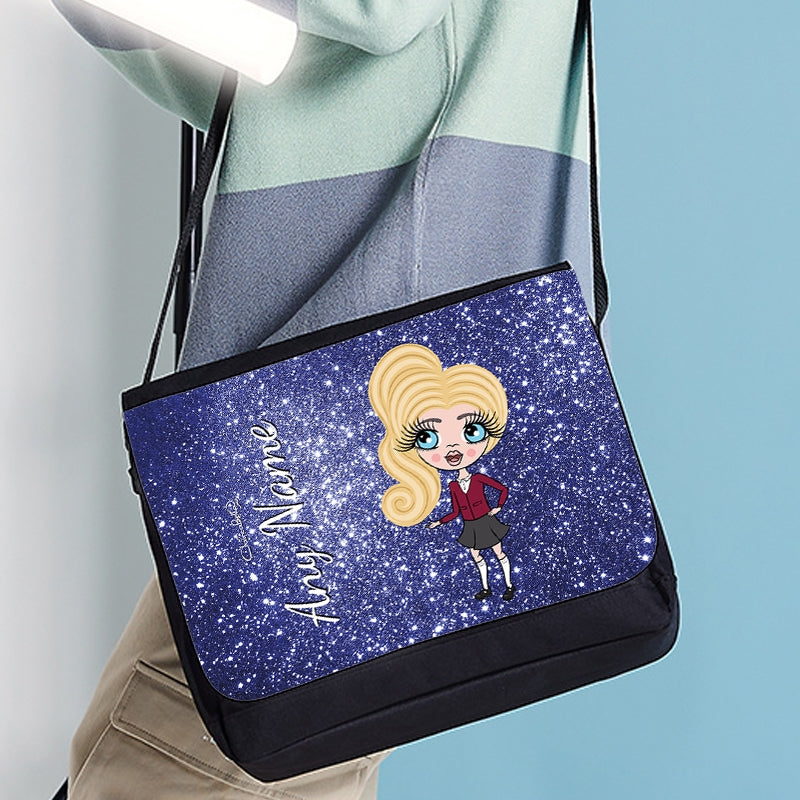 ClaireaBella Girls Personalised Blue Glitter Messenger Bag - Image 2