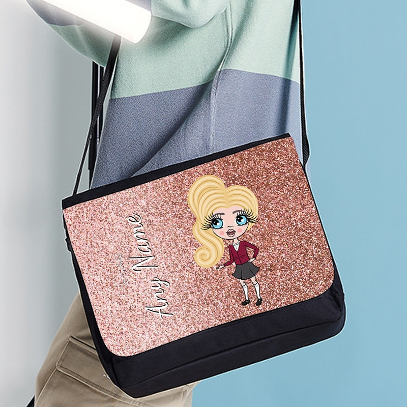 ClaireaBella Girls Personalised Blush Glitter Messenger Bag - Image 3