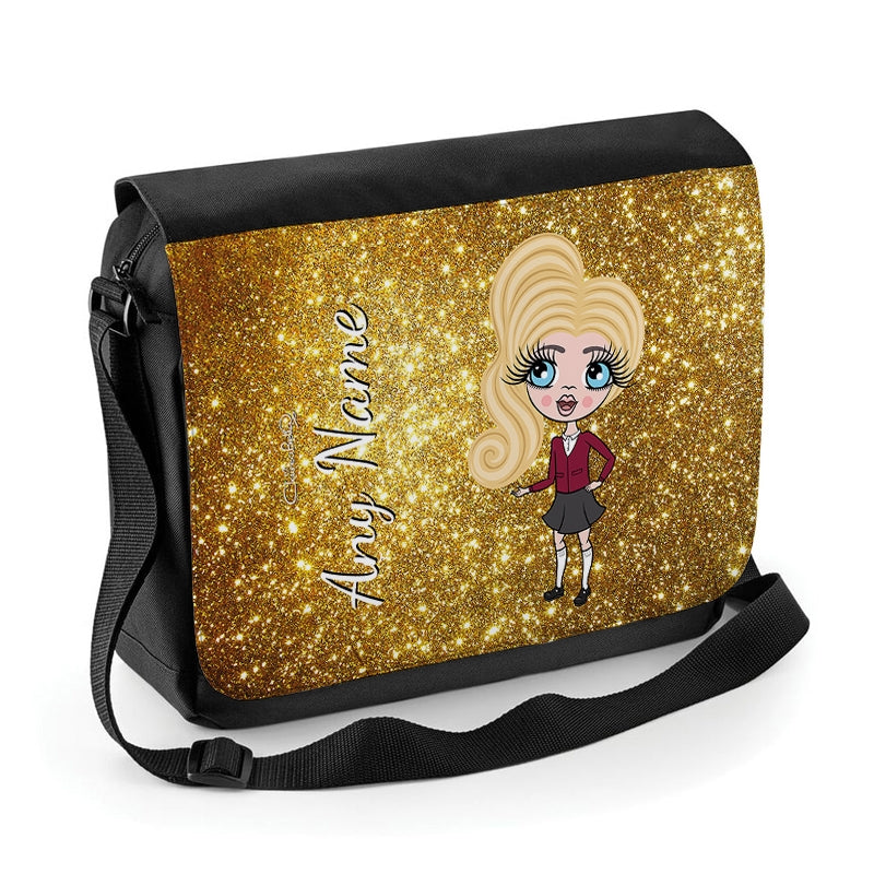 ClaireaBella Girls Personalised Gold Glitter Messenger Bag - Image 1