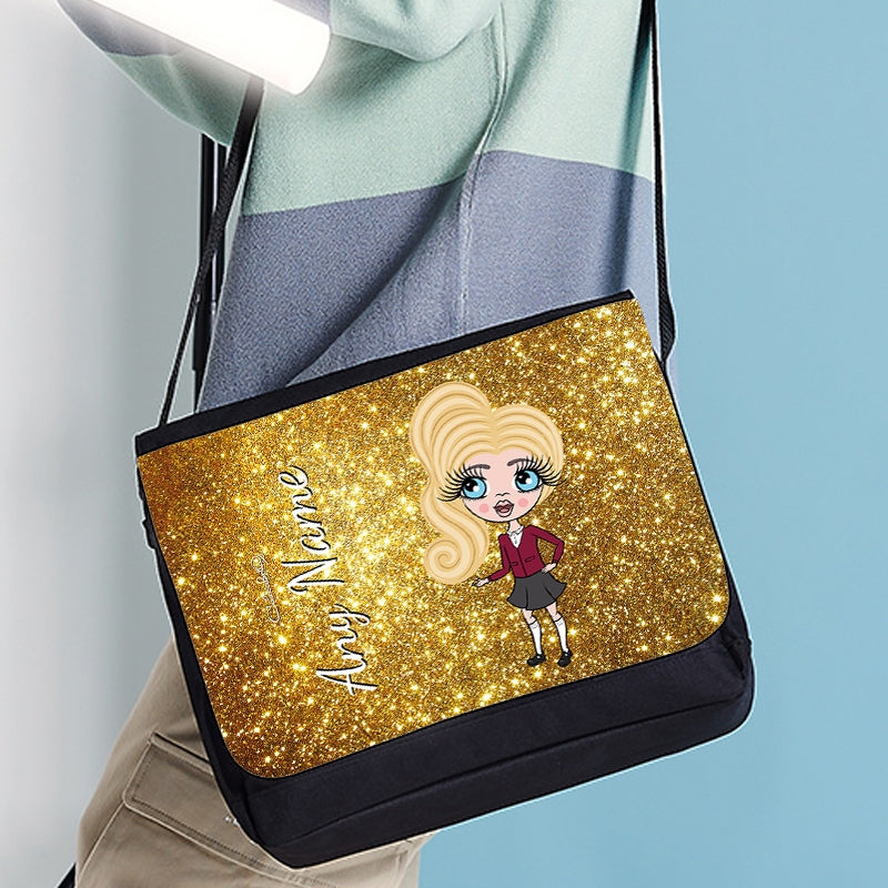 ClaireaBella Girls Personalised Gold Glitter Messenger Bag - Image 2
