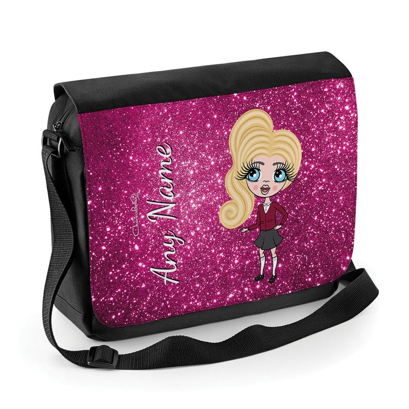 ClaireaBella Girls Personalised Pink Glitter Messenger Bag - Image 1