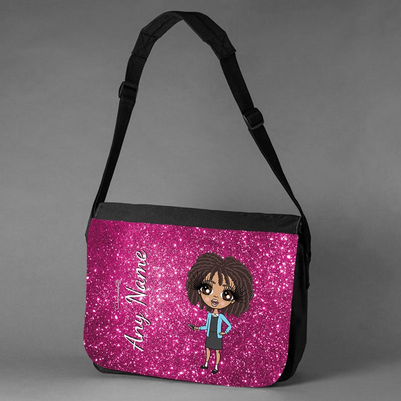 ClaireaBella Girls Personalised Pink Glitter Messenger Bag - Image 2