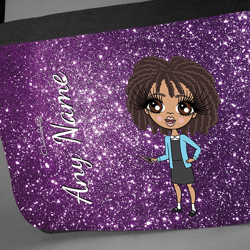 ClaireaBella Girls Personalised Purple Glitter Messenger Bag - Image 4