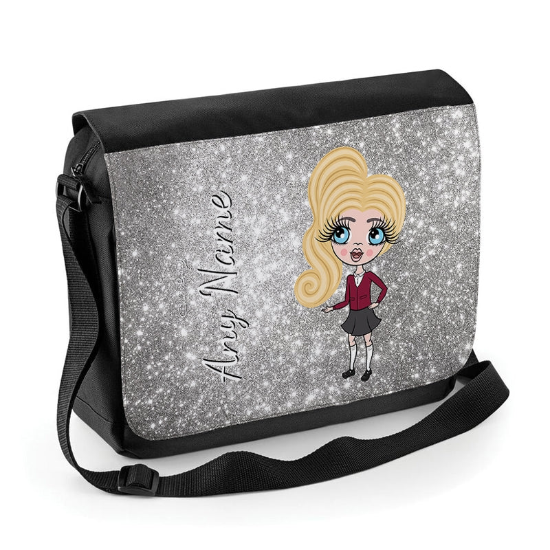 ClaireaBella Girls Personalised Silver Glitter Messenger Bag - Image 1