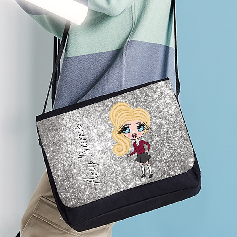 ClaireaBella Girls Personalised Silver Glitter Messenger Bag - Image 4