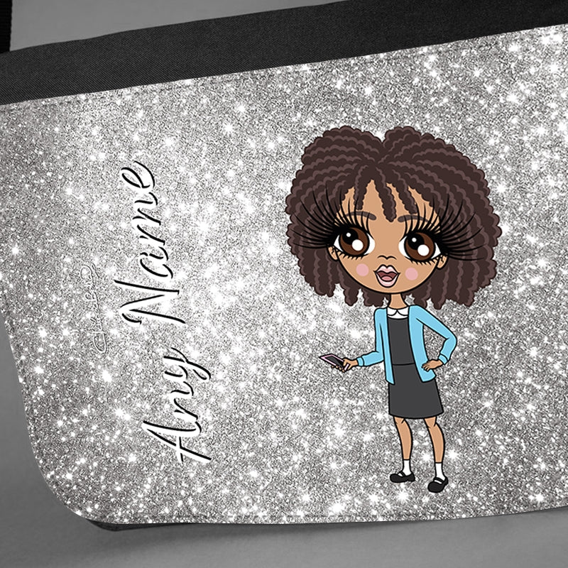 ClaireaBella Girls Personalised Silver Glitter Messenger Bag - Image 3