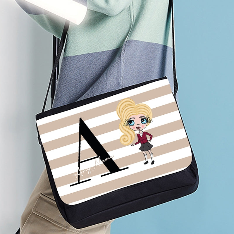ClaireaBella Girls The LUX Collection Initial Stripe Messenger Bag - Image 4