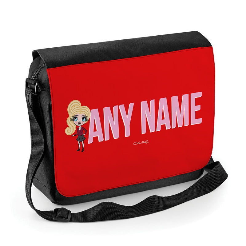 ClaireaBella Girls Personalised Red Bold Name Messenger Bag - Image 1