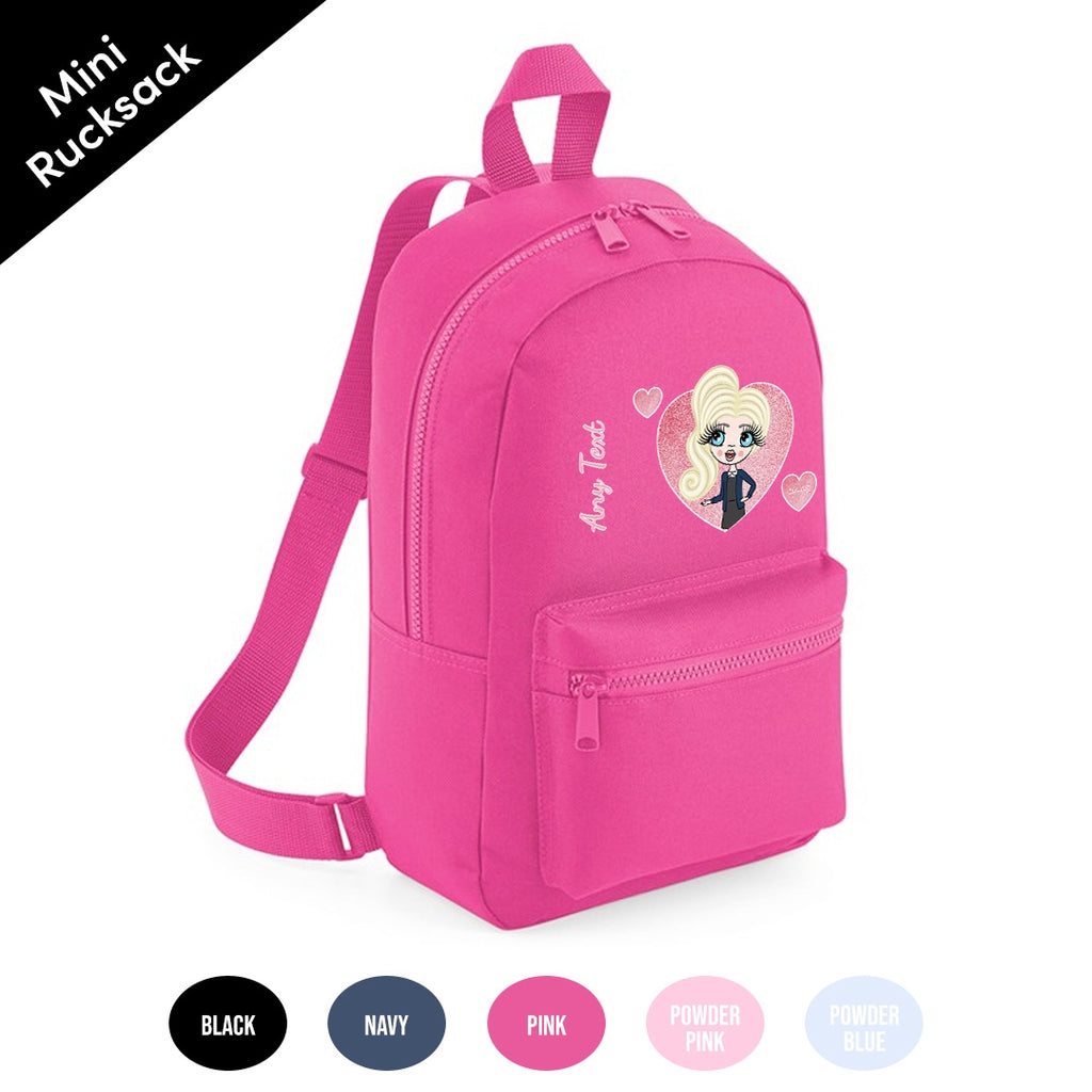 ClaireaBella Girls Personalised Pink Glitter Heart Mini Rucksack - Image 2