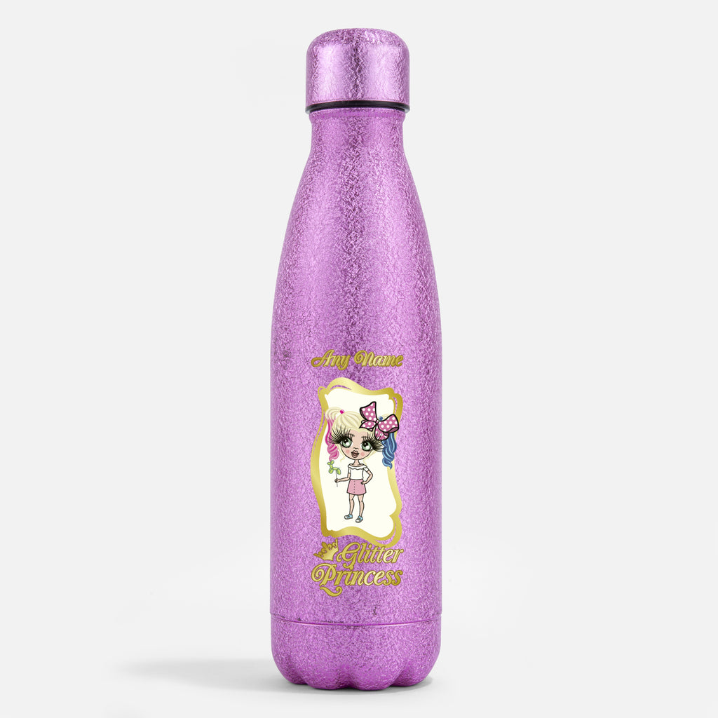 ClaireaBella Girls Pink Glitter Water Bottle Princess - Image 1