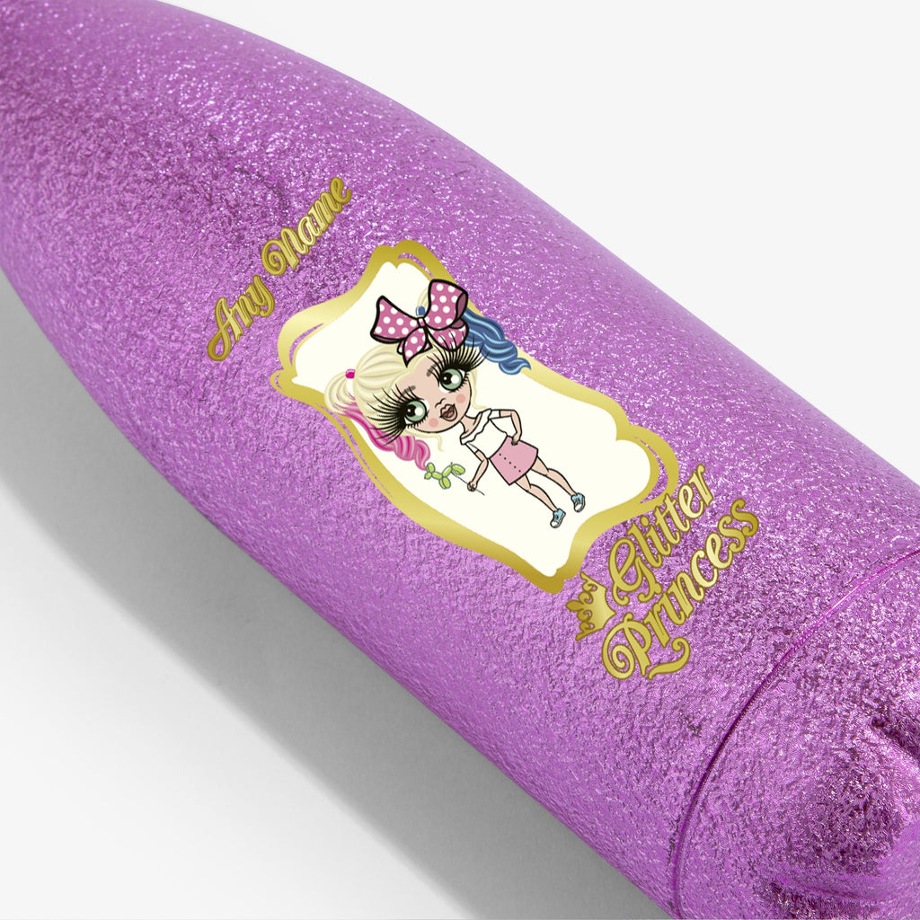 ClaireaBella Girls Pink Glitter Water Bottle Princess - Image 2