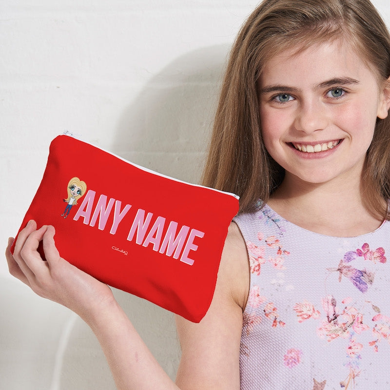 ClaireaBella Girls Red Bold Name Make Up Bag - Image 4