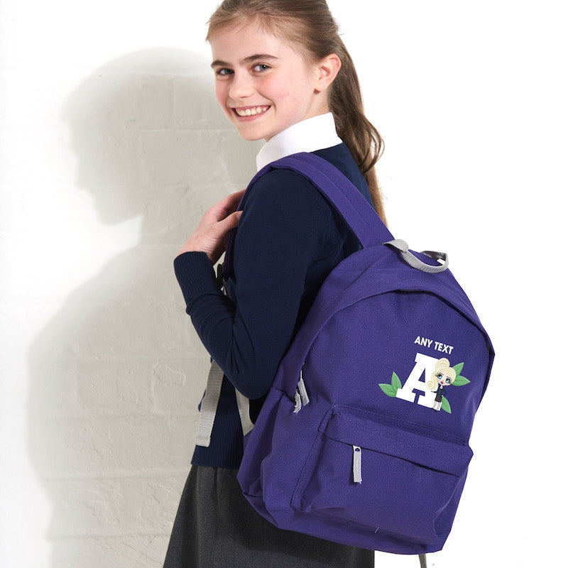 ClaireaBella Girls Personalised Initial Leaf Rucksack - Image 3