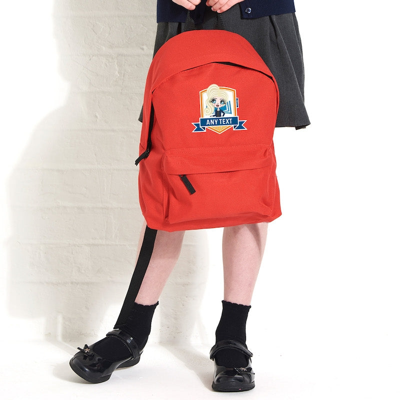 ClaireaBella Girls Personalised Orange Emblem Rucksack - Image 1