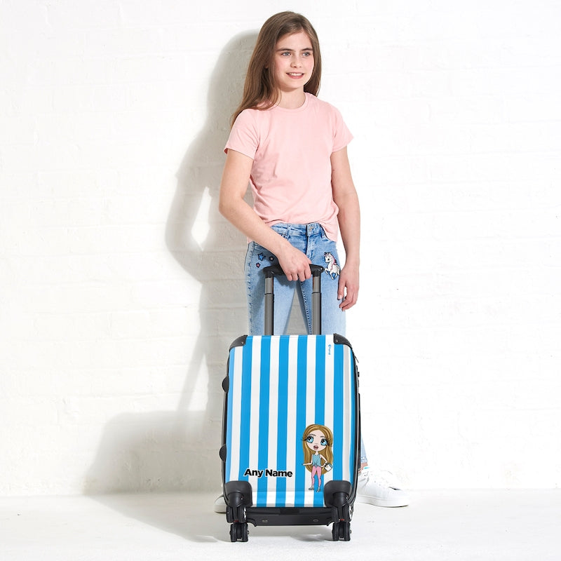 ClaireaBella Girls Personalised Blue Stripe Suitcase - Image 3
