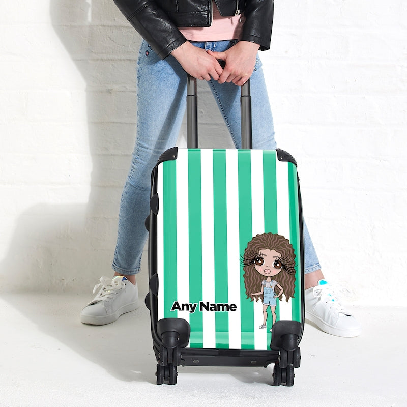 ClaireaBella Girls Personalised Green Stripe Suitcase - Image 5