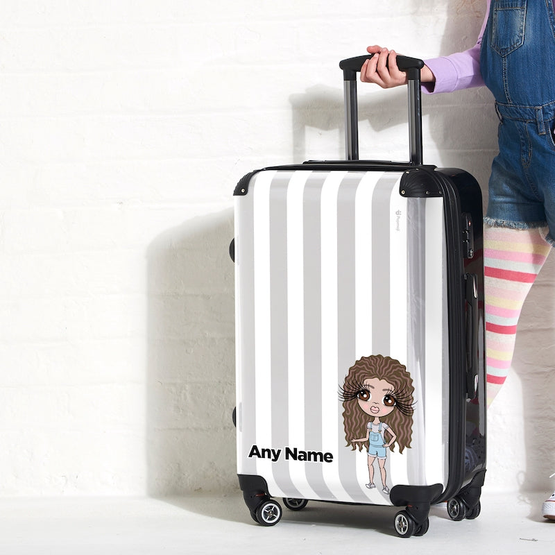 ClaireaBella Girls Personalised Grey Stripe Suitcase - Image 3
