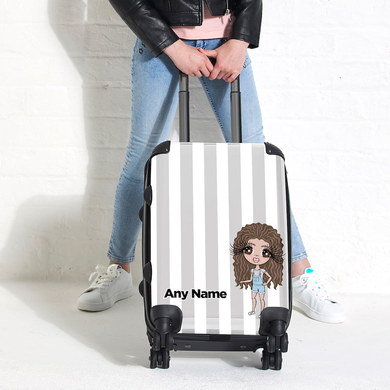 ClaireaBella Girls Personalised Grey Stripe Suitcase - Image 6