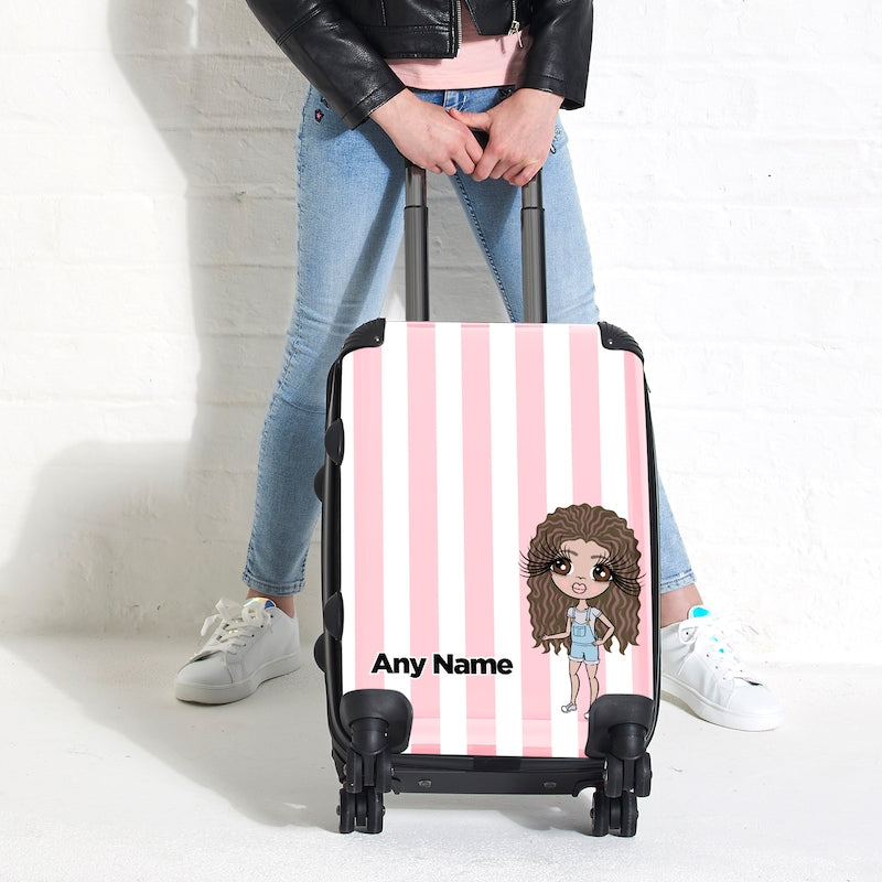 ClaireaBella Girls Personalised Light Pink Stripe Suitcase - Image 6