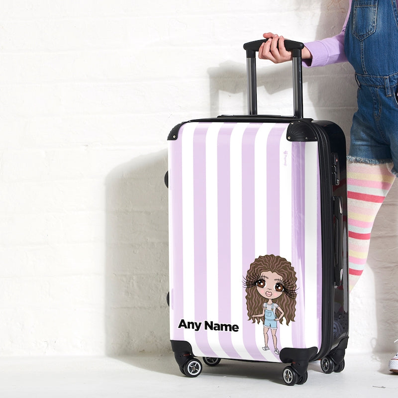 ClaireaBella Girls Personalised Lilac Stripe Suitcase - Image 6