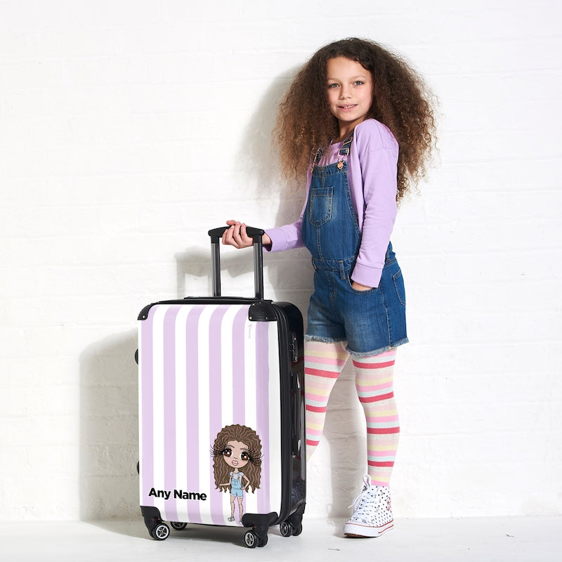 ClaireaBella Girls Personalised Lilac Stripe Suitcase - Image 5