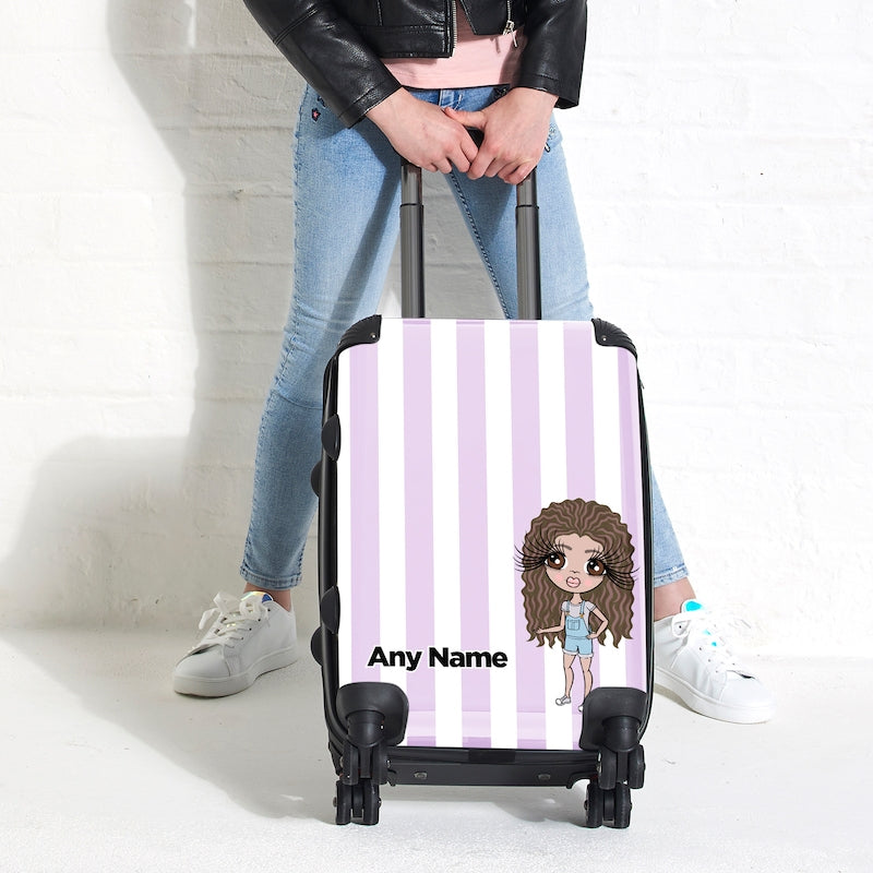 ClaireaBella Girls Personalised Lilac Stripe Suitcase - Image 4