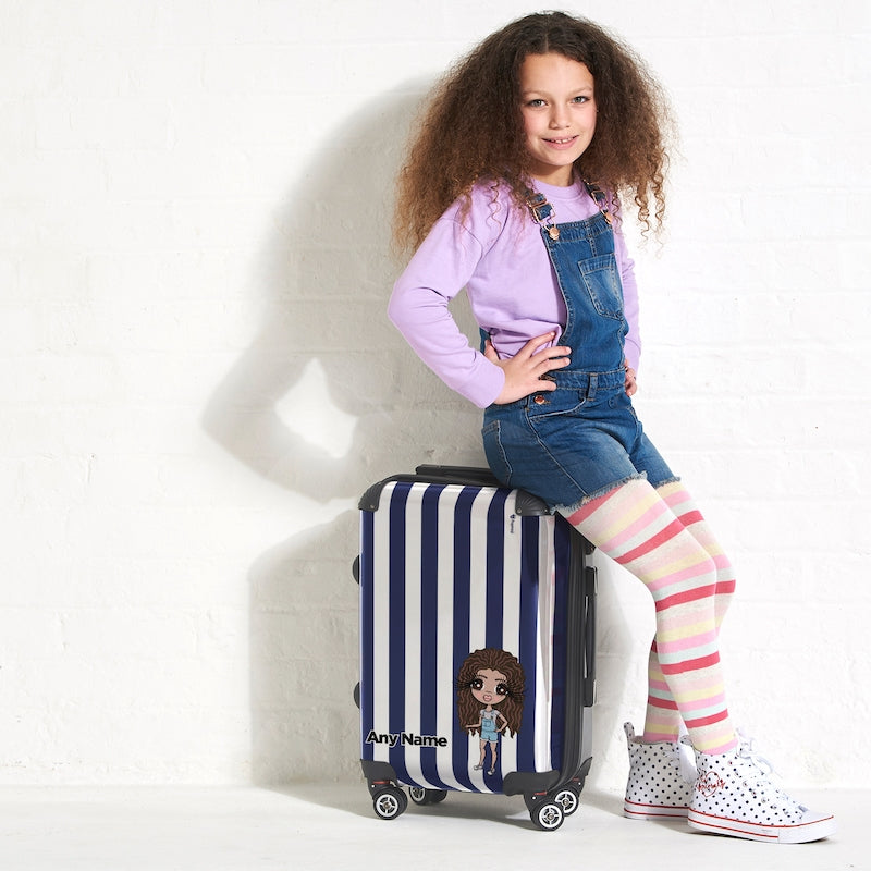ClaireaBella Girls Personalised Navy Stripe Suitcase - Image 6